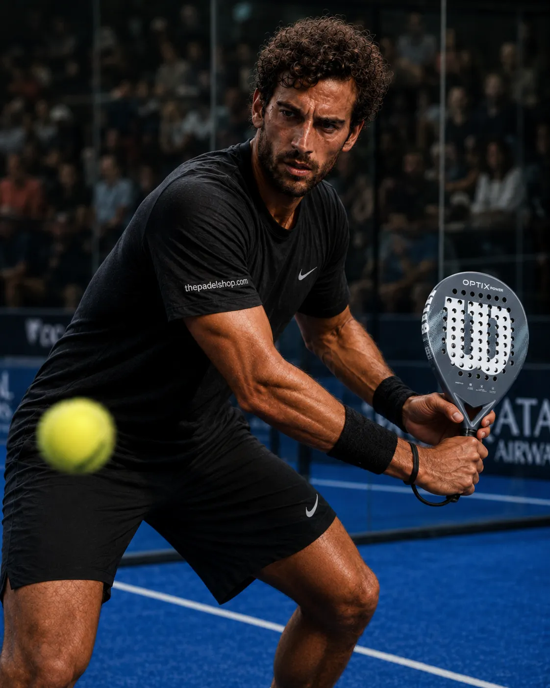 Luca Navarro testing the Wilson Optix V2 Power 2026 padel racket on court