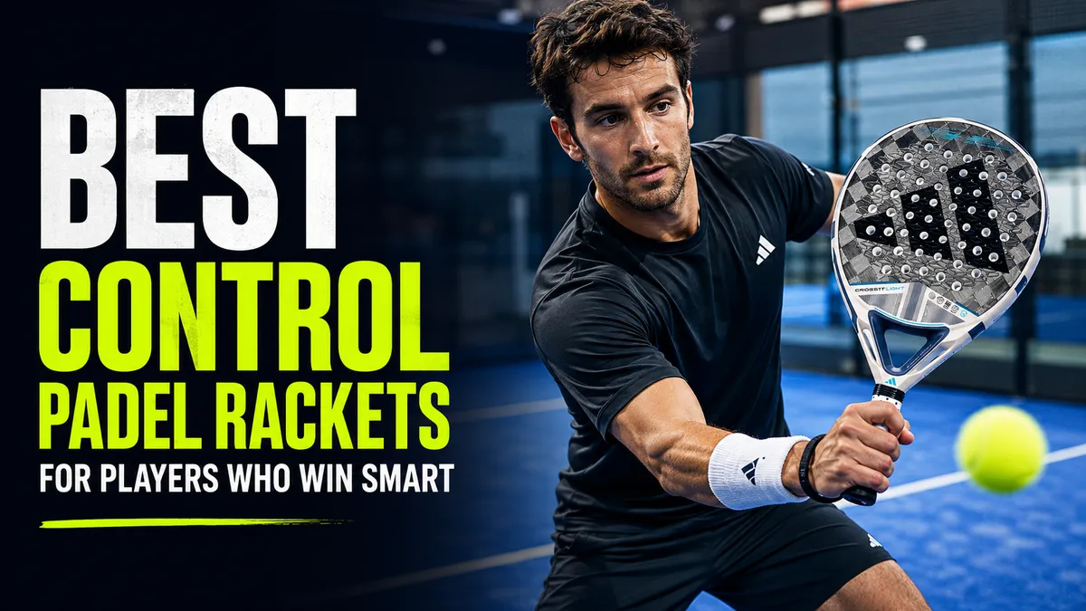 Control-focused padel rackets Luca Navarro tested arranged on a padel court