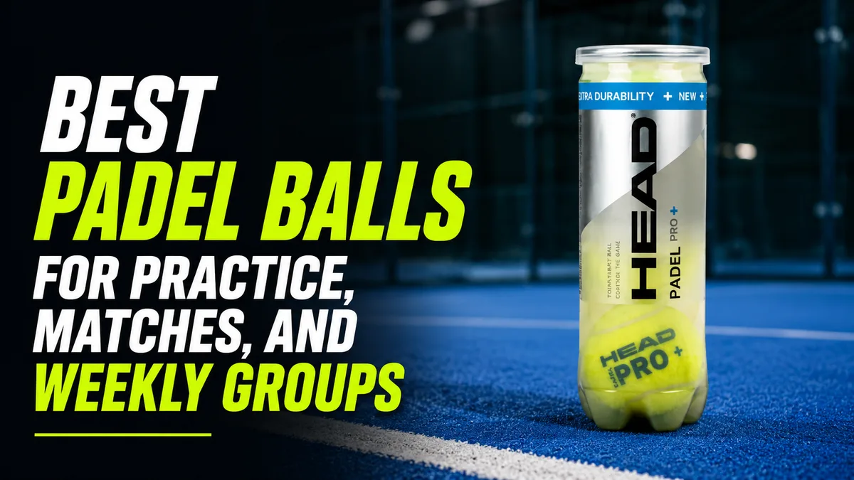 Tube of Head Padel Pro+ balls standing on an indoor blue padel court